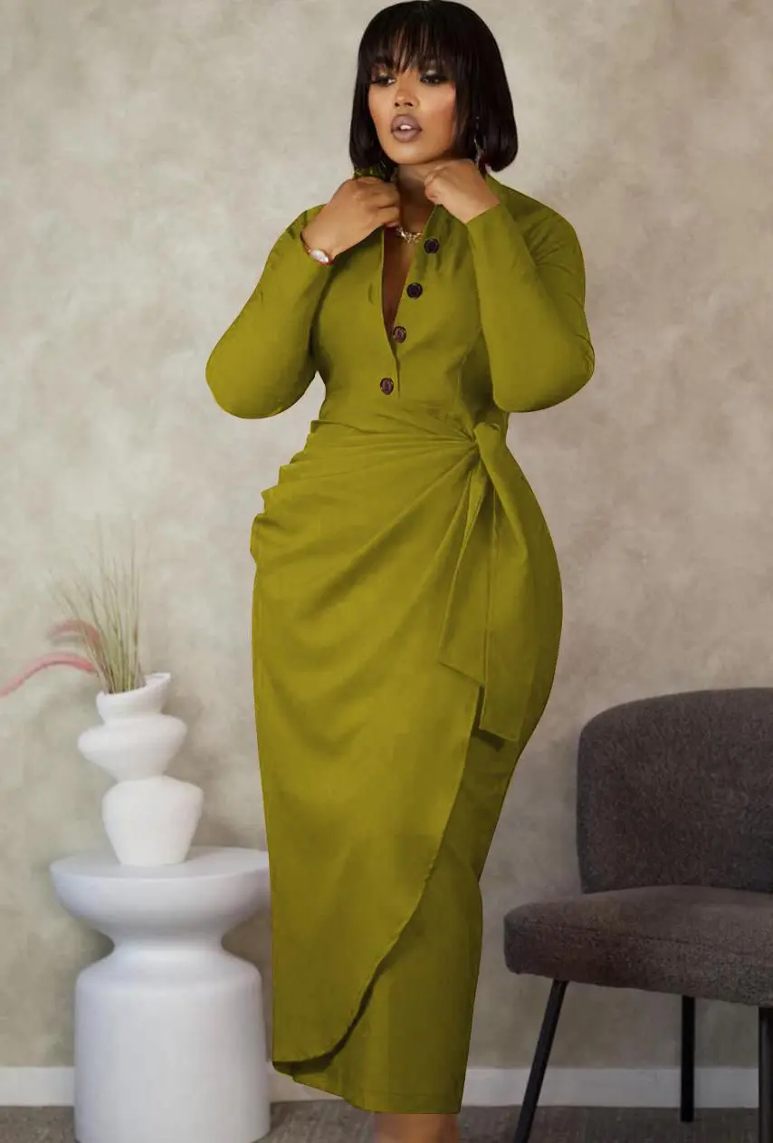 Vestido Elegância Verde Oliva