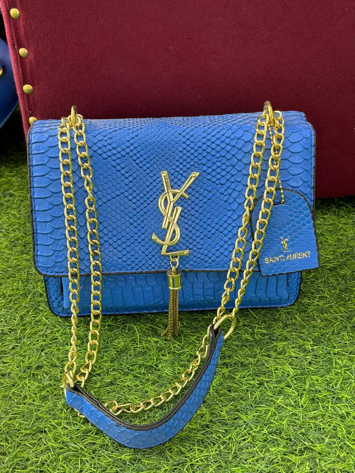 Bolsa Saint Laurent Texturizada Azul