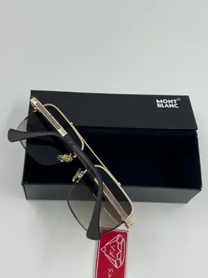 Óculos de Sol Montblanc Luxo - Dourado e Preto
