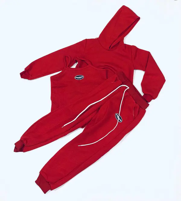 Conjunto Hoodie Casual com Colete e Calça Jogger para Meninas Tween