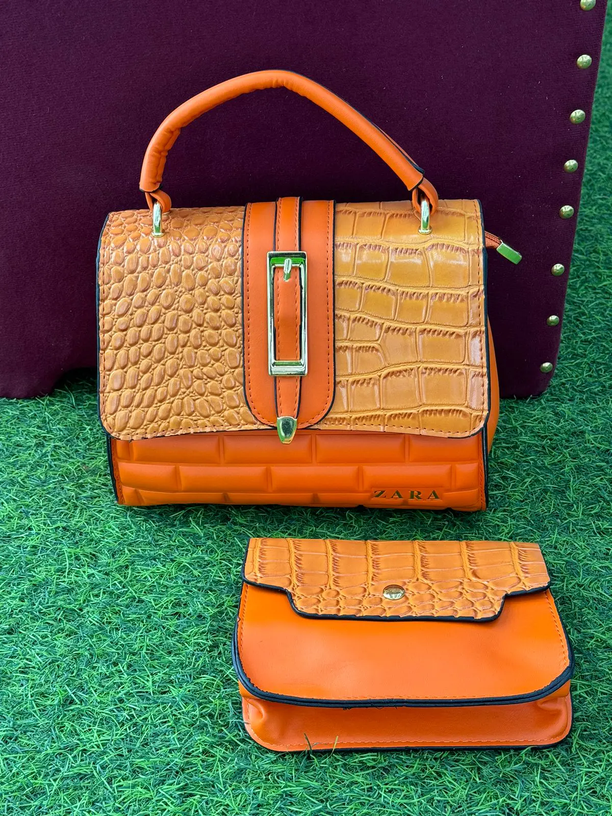 Bolsa de Mão Elegância Azul Zara & Carteira Combinando