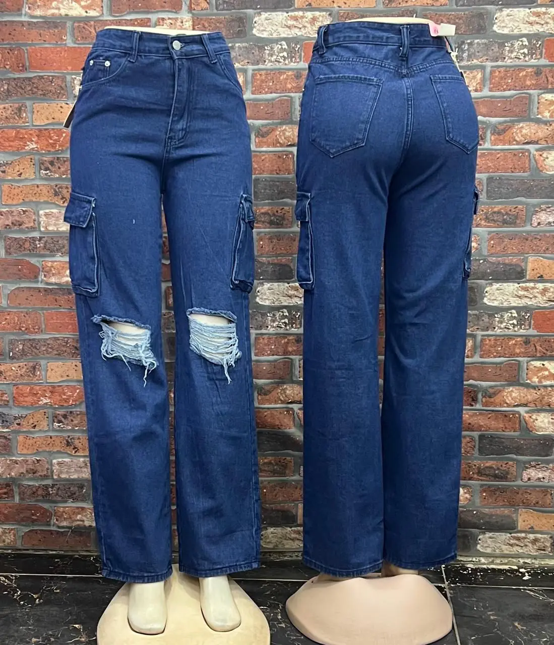 Calça Jeans Cargo Larga Boyfriend