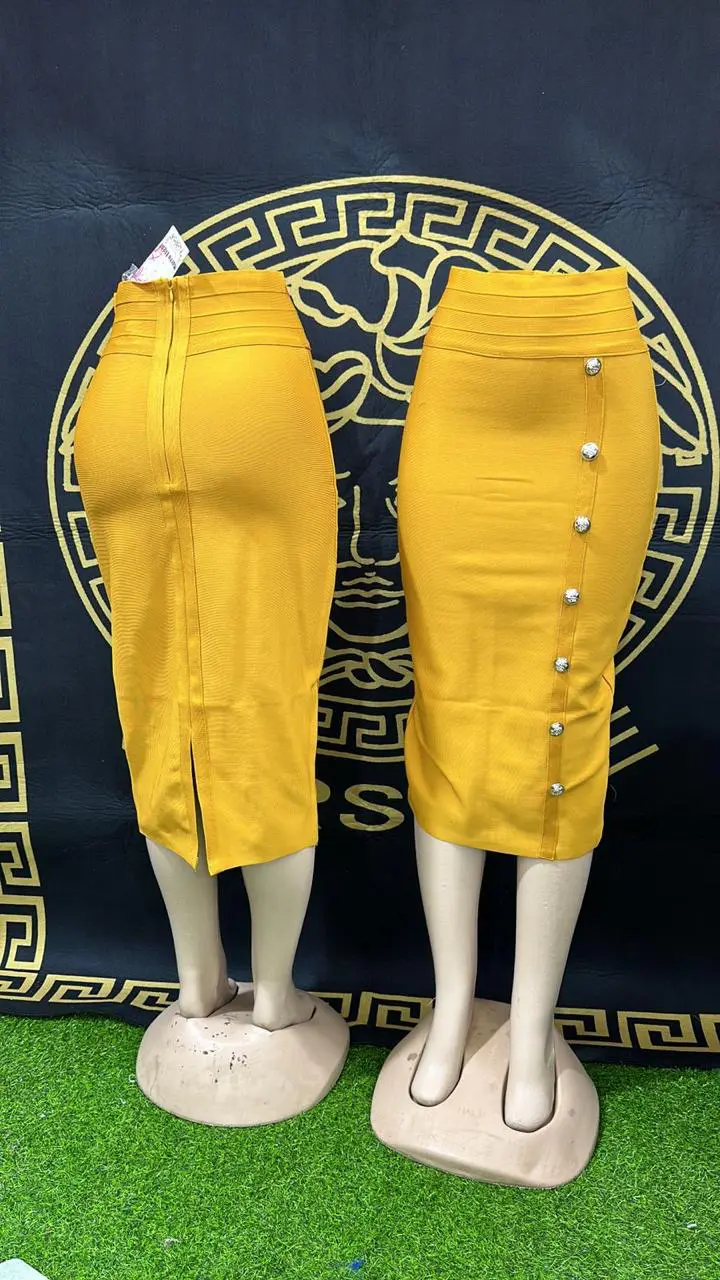 Saia Lápis Amarelo Elegância
