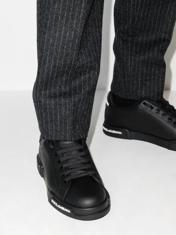 Tênis de Couro Preto Dolce & Gabbana