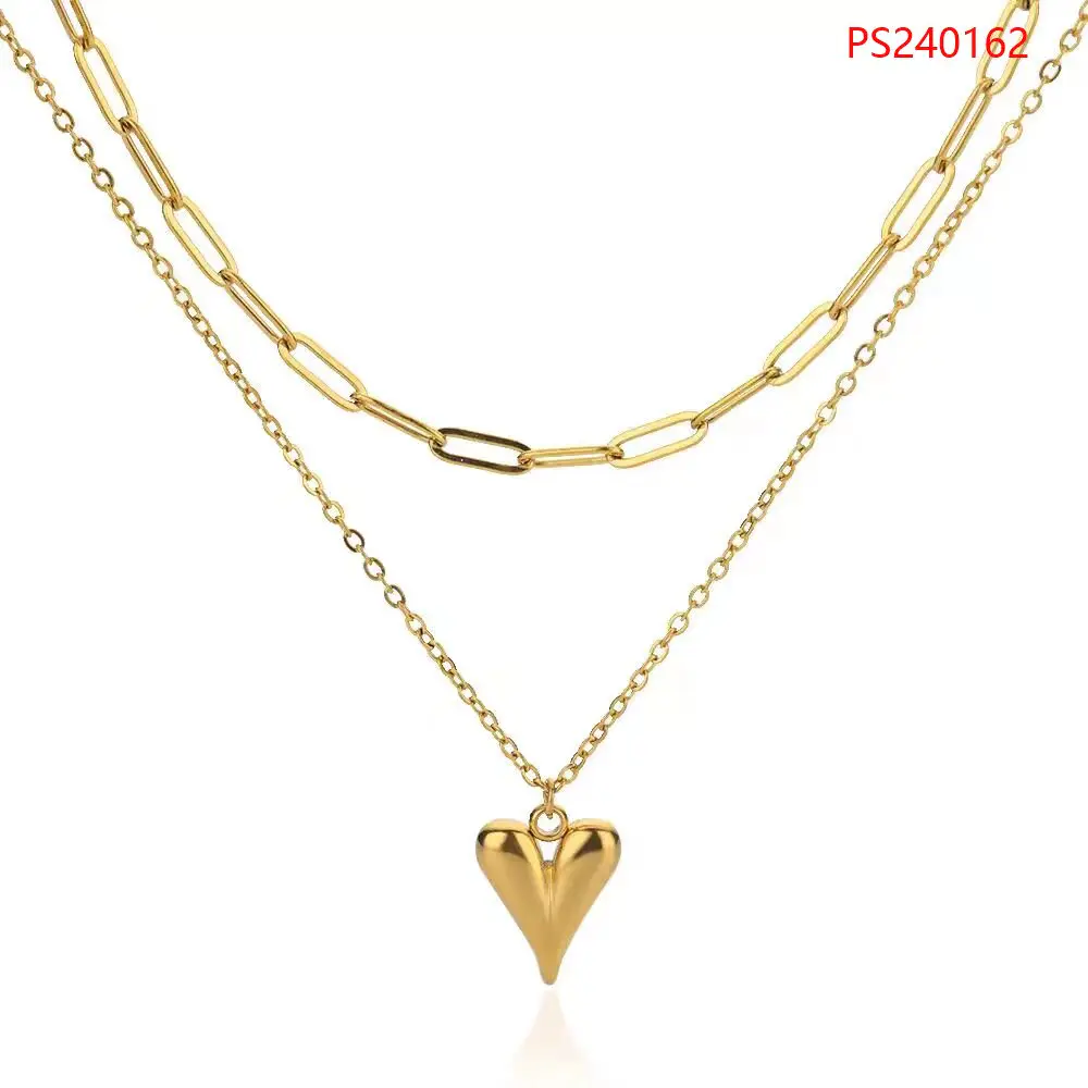 Colar de Ouro com Pingente em Forma de Coração Inoxidável