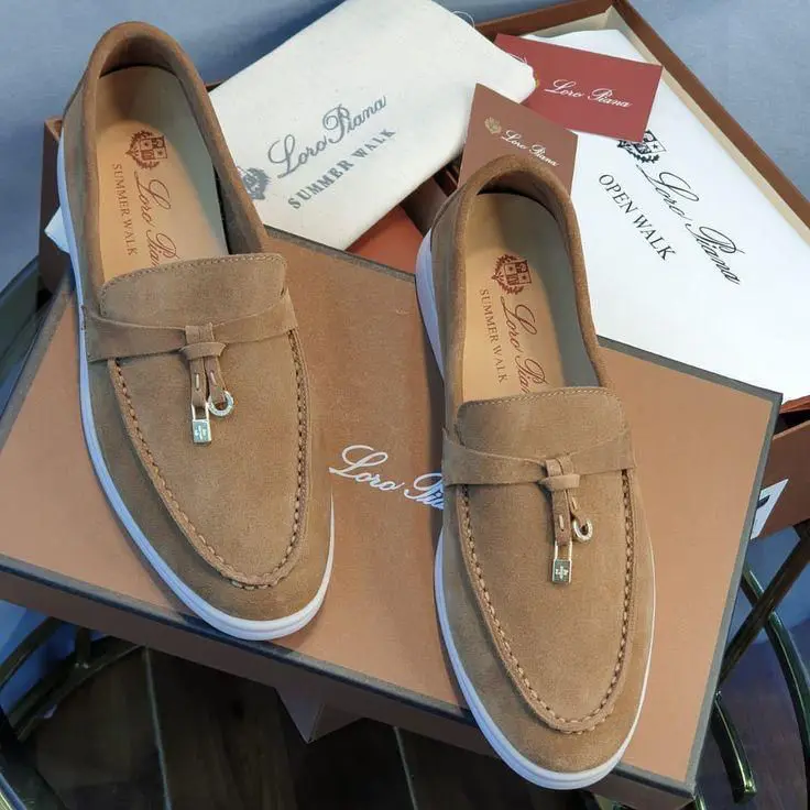 Mocassim Loro Piana Branco Arroz