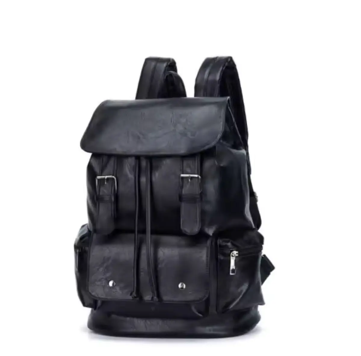 Mochila de Couro Elegante Preta