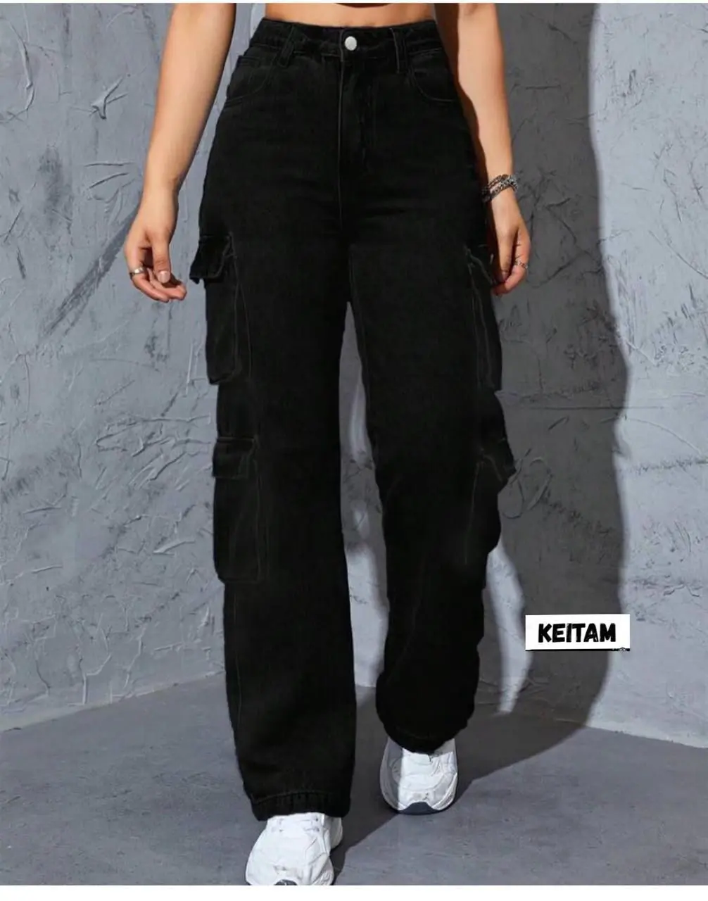 Calça Jeans Cargo Larga Boyfriend