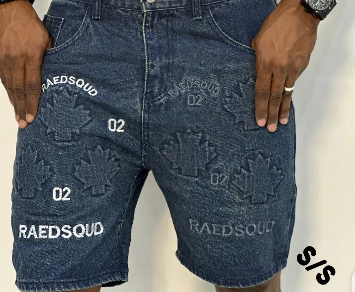 Shorts Denim Verde Estampado LV (Calção, calções)