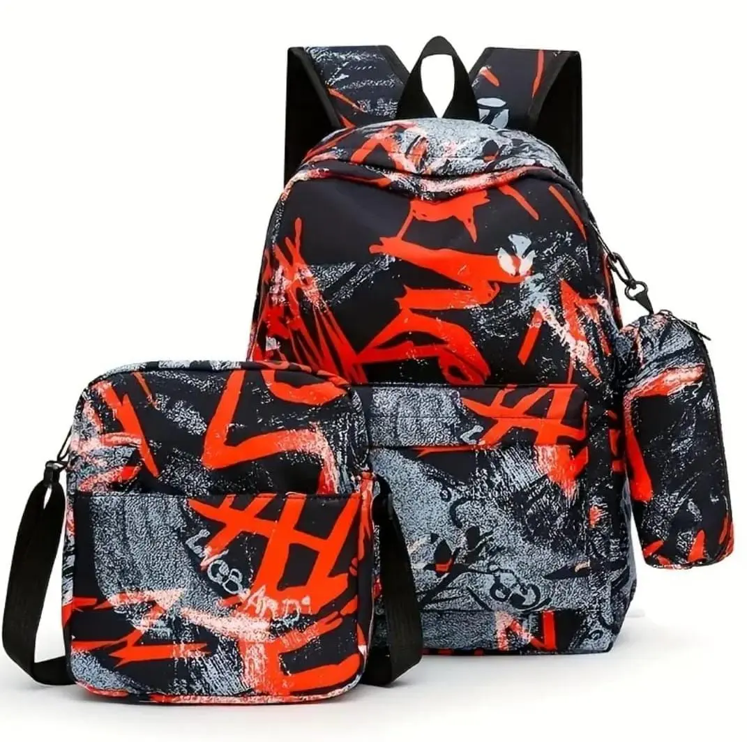 Conjunto de Mochila e Bolsa Estampada com Design Moderno