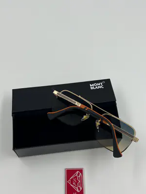 Óculos de Sol Montblanc Luxo - Dourado e Preto