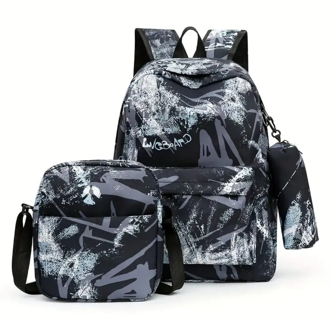 Conjunto de Mochila e Bolsa Estampada com Design Moderno
