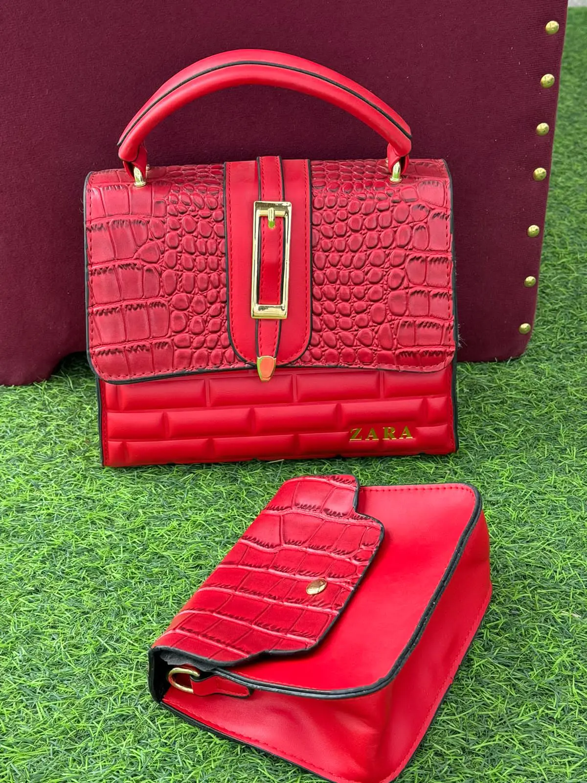Bolsa de Mão Elegância Azul Zara & Carteira Combinando