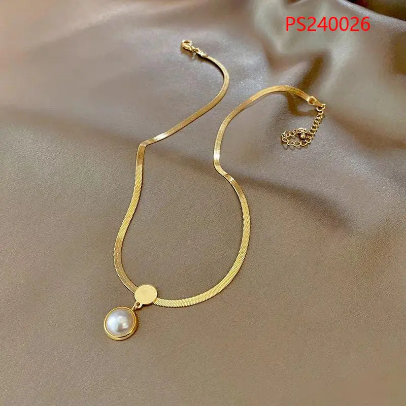 Colar de Ouro com Pérola Elegante Inoxidável