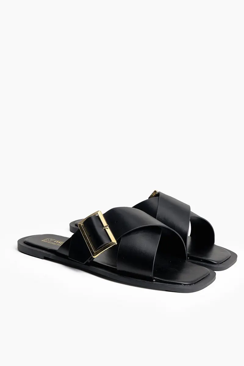 Sandálias com velcro Buckle em poliuretano · Senhora · Preto