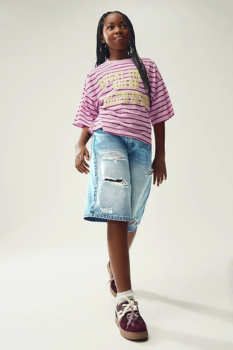 Calções de ganga Baggy · Menina