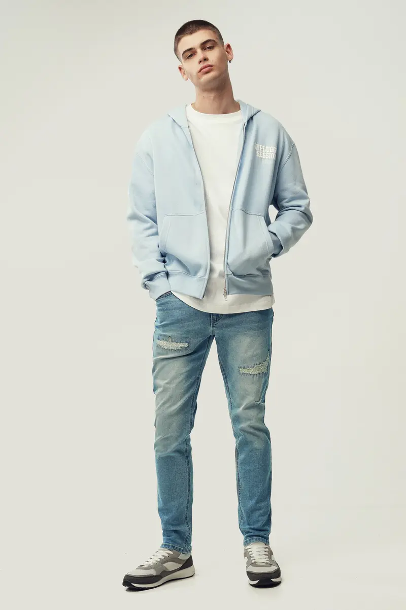 Calças de ganga slim · Homem · Creme · Modelo 2