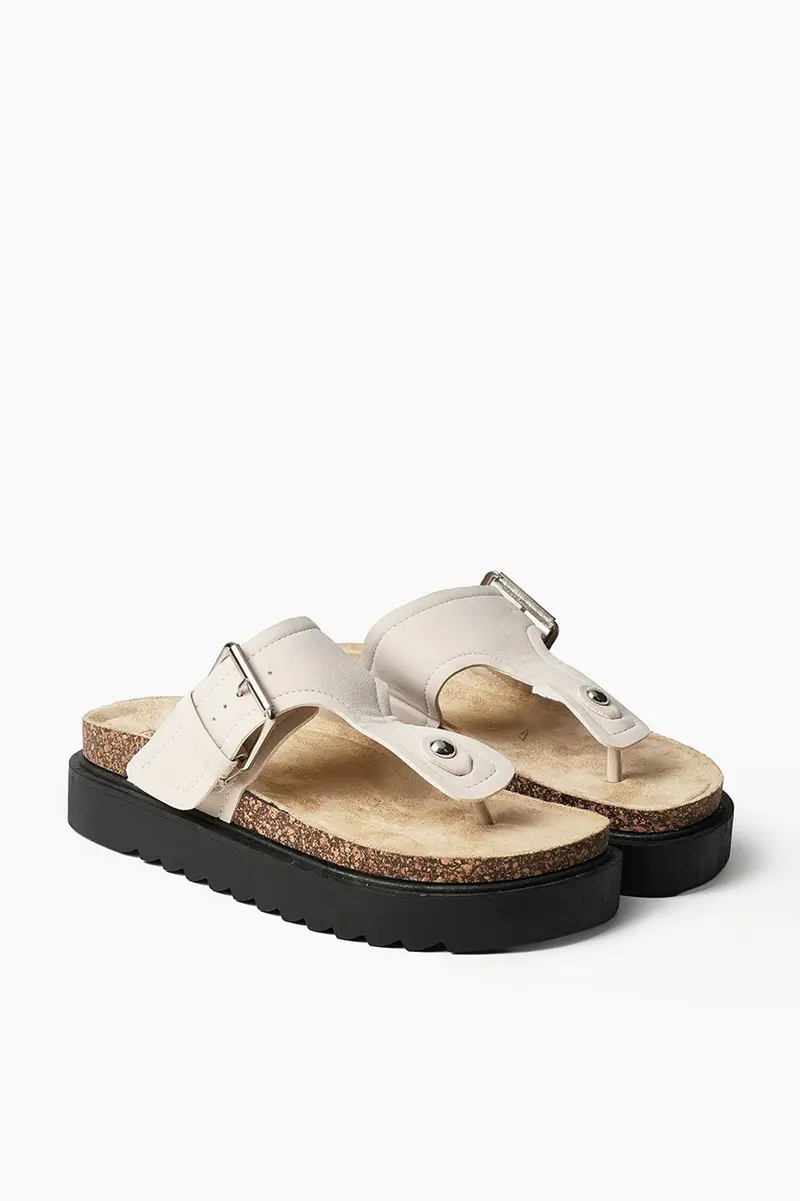 Chinelos plataforma Thong em poliuretano · Senhora · Branco Sujo
