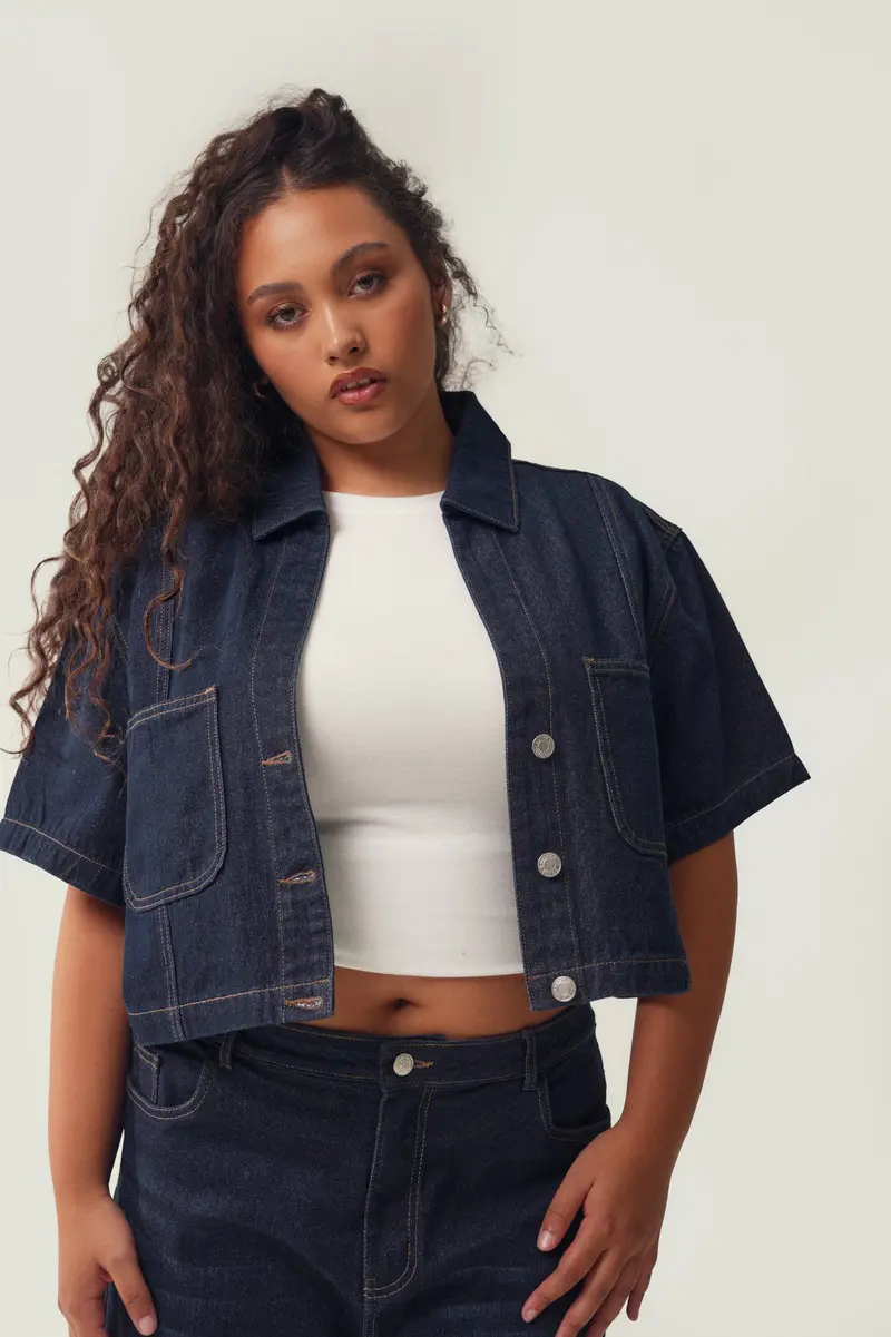 Camisa de ganga · Senhora · Azul Marinho