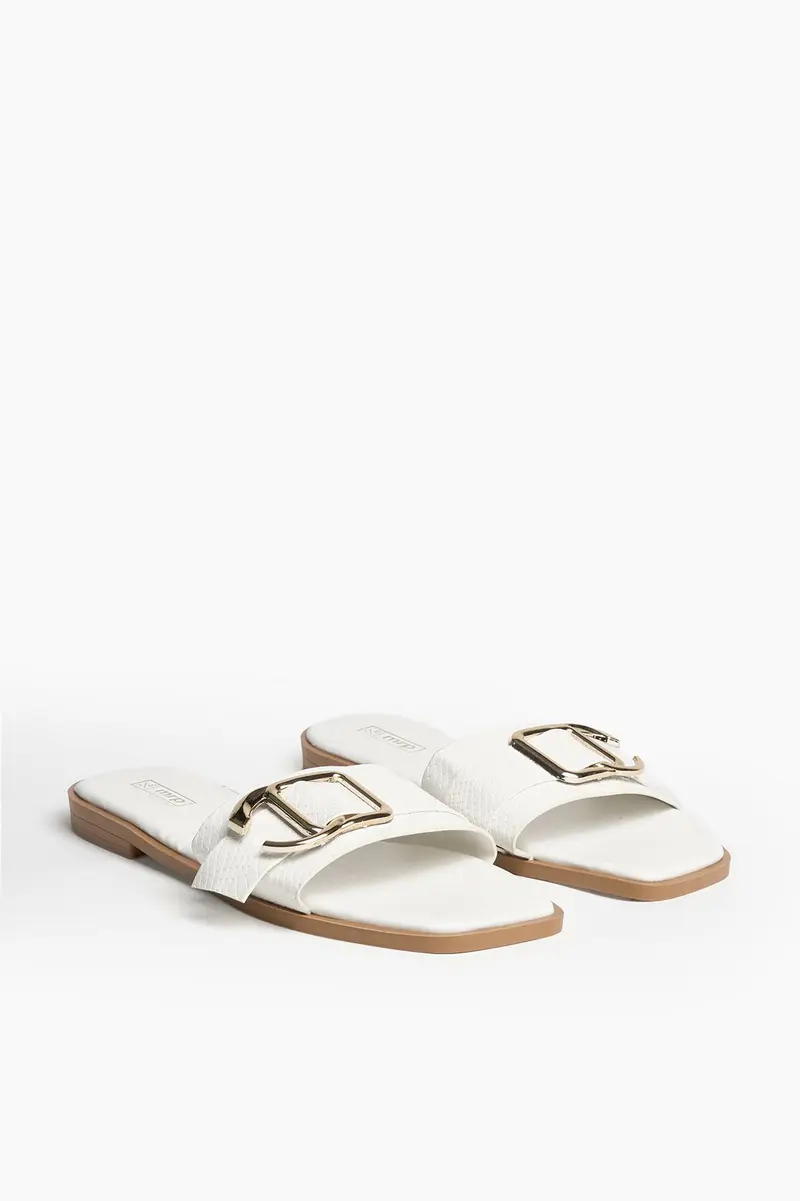 Sandálias com velcro Buckle em poliuretano · Senhora · Branco