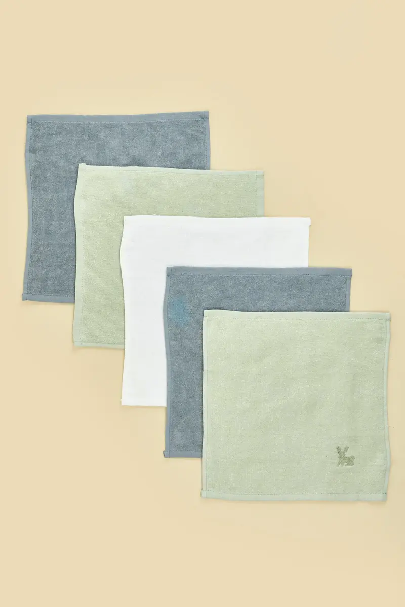 Peça Face Cloths pack de 5 em algodão · Bebé · Verde Oliveira