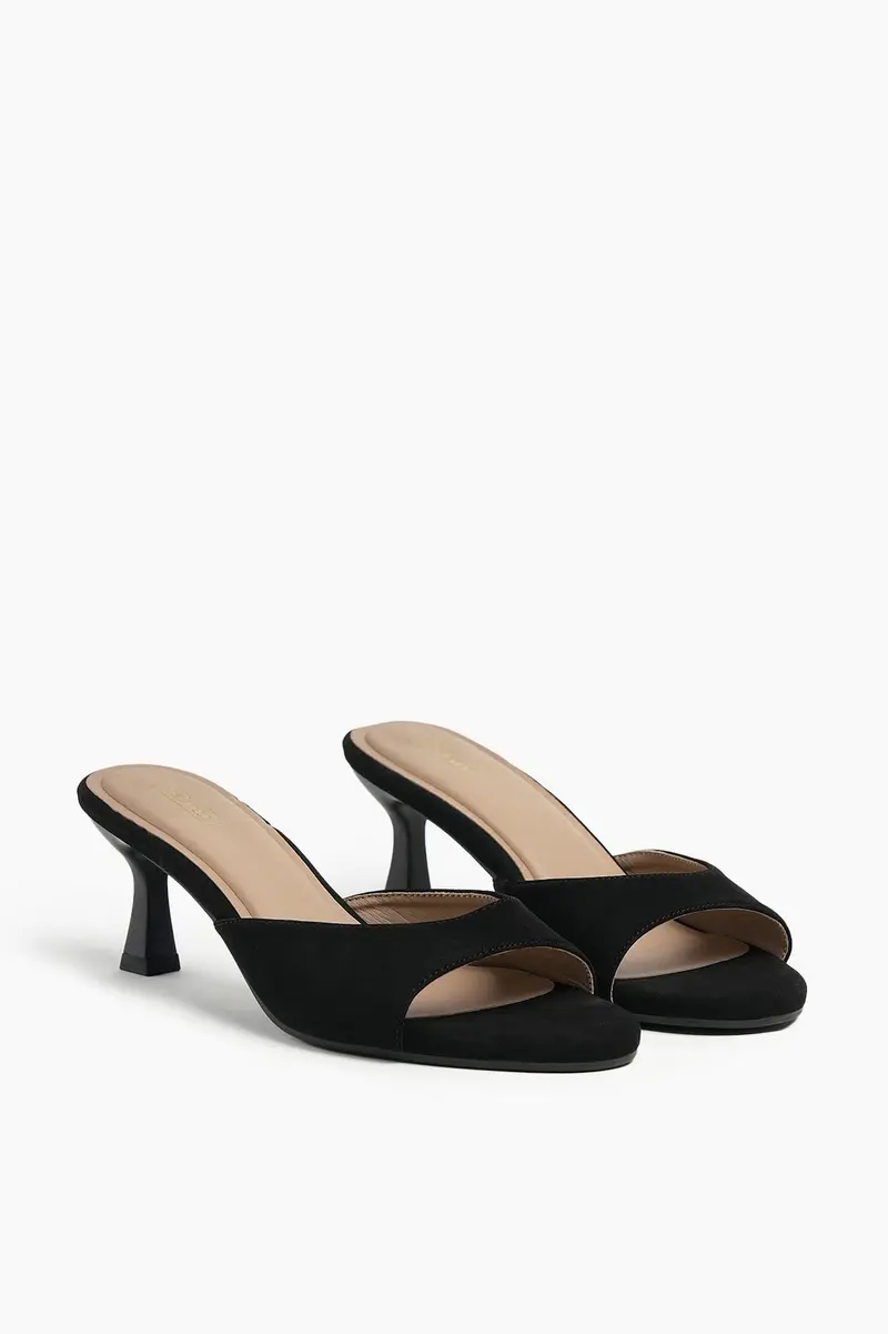 Sapatos de salto camurça Kitten em poliuretano · Senhora · Preto