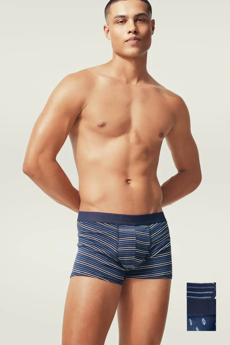 Boxers pack de 3 em algodão · Homem · Azul Marinho