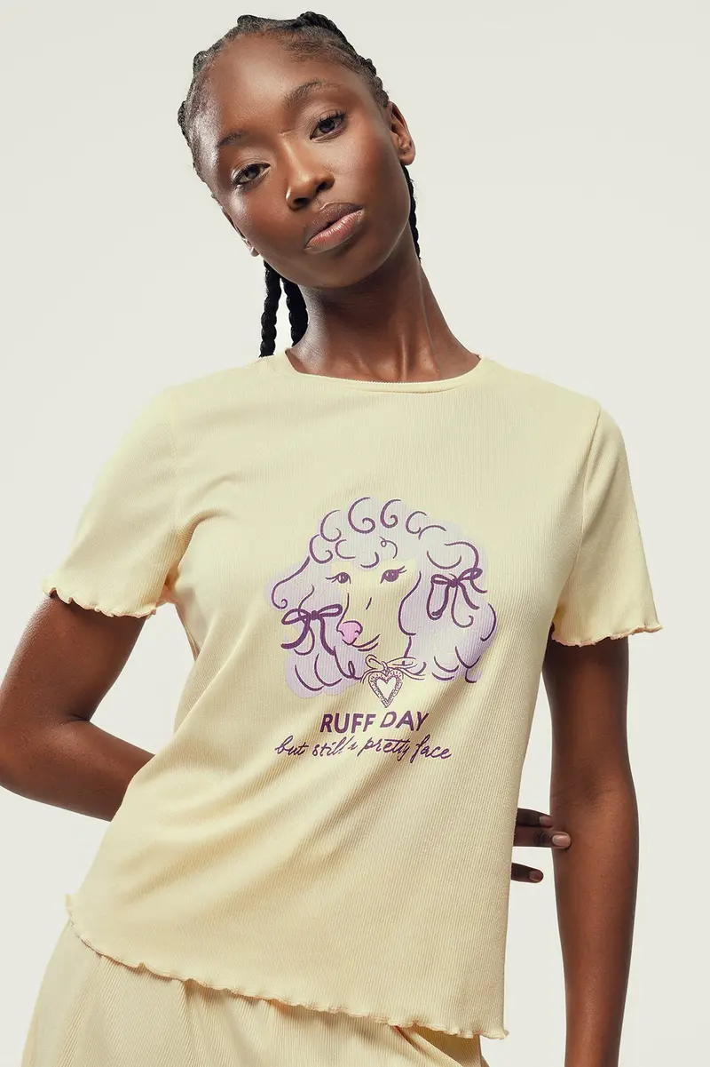 Top Sleep em algodão · Senhora · Amarelo