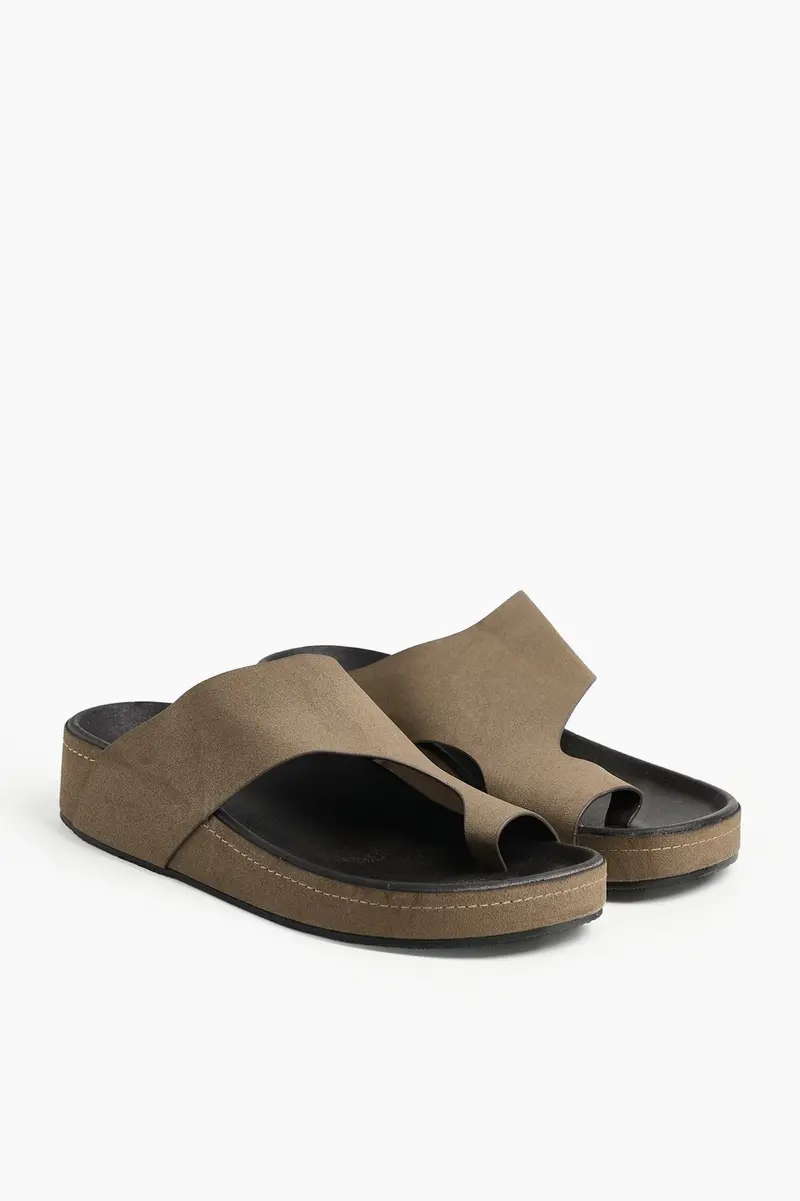 Chinelos plataforma Thong em poliéster · Senhora · Castanho