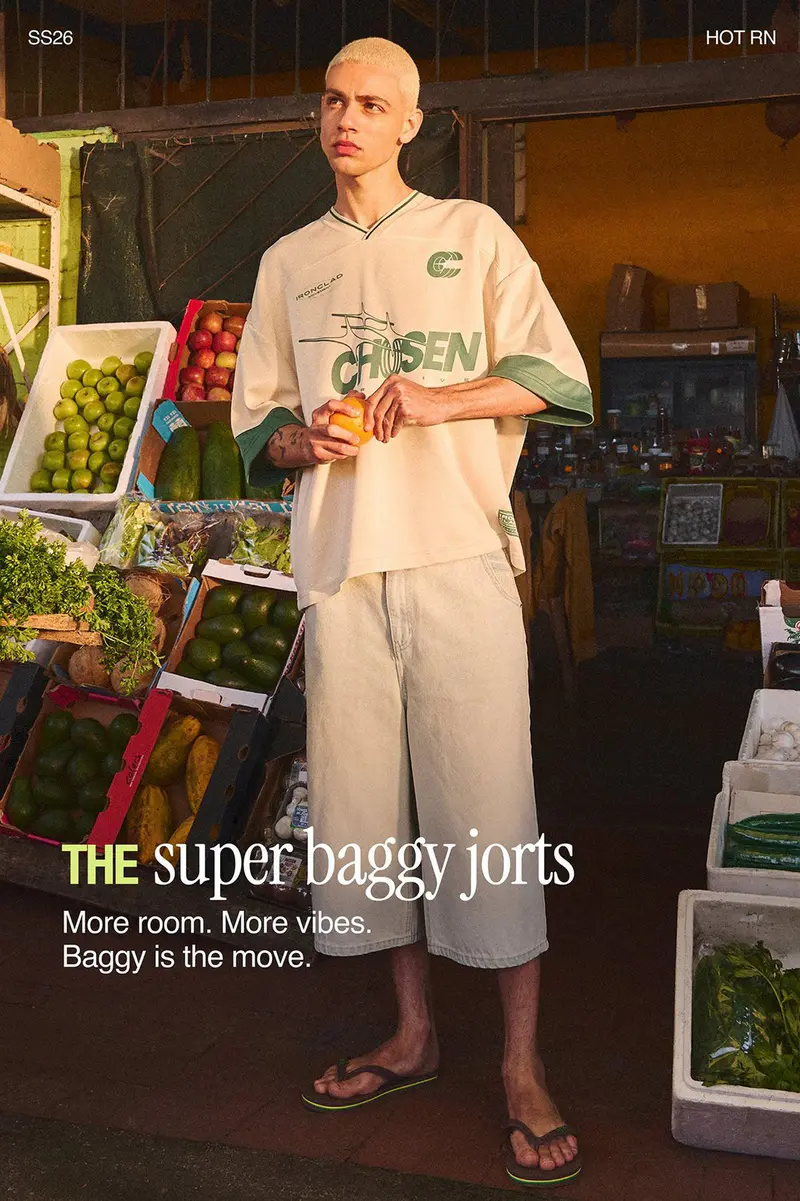 Peça Super Baggy Bermuda · Homem · Azul · Modelo 3