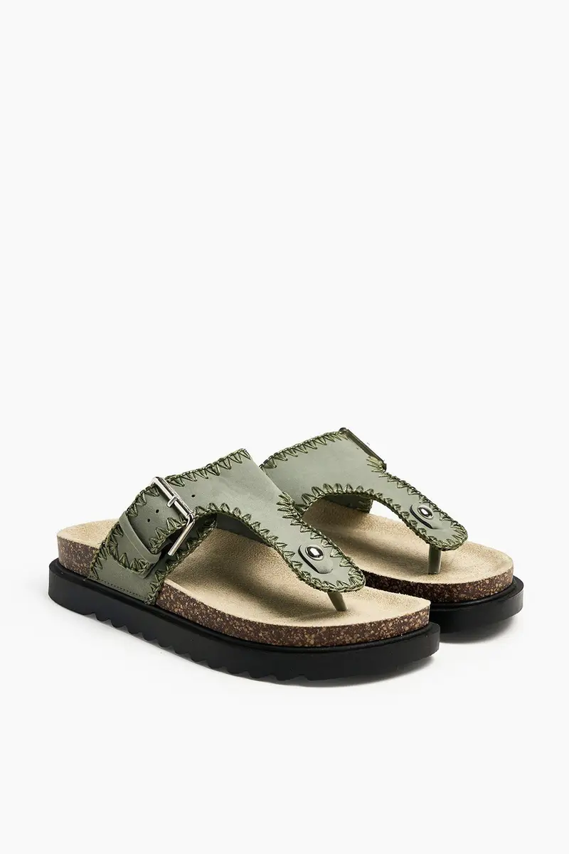 Chinelos plataforma Thong em poliéster · Senhora · Verde Oliveira