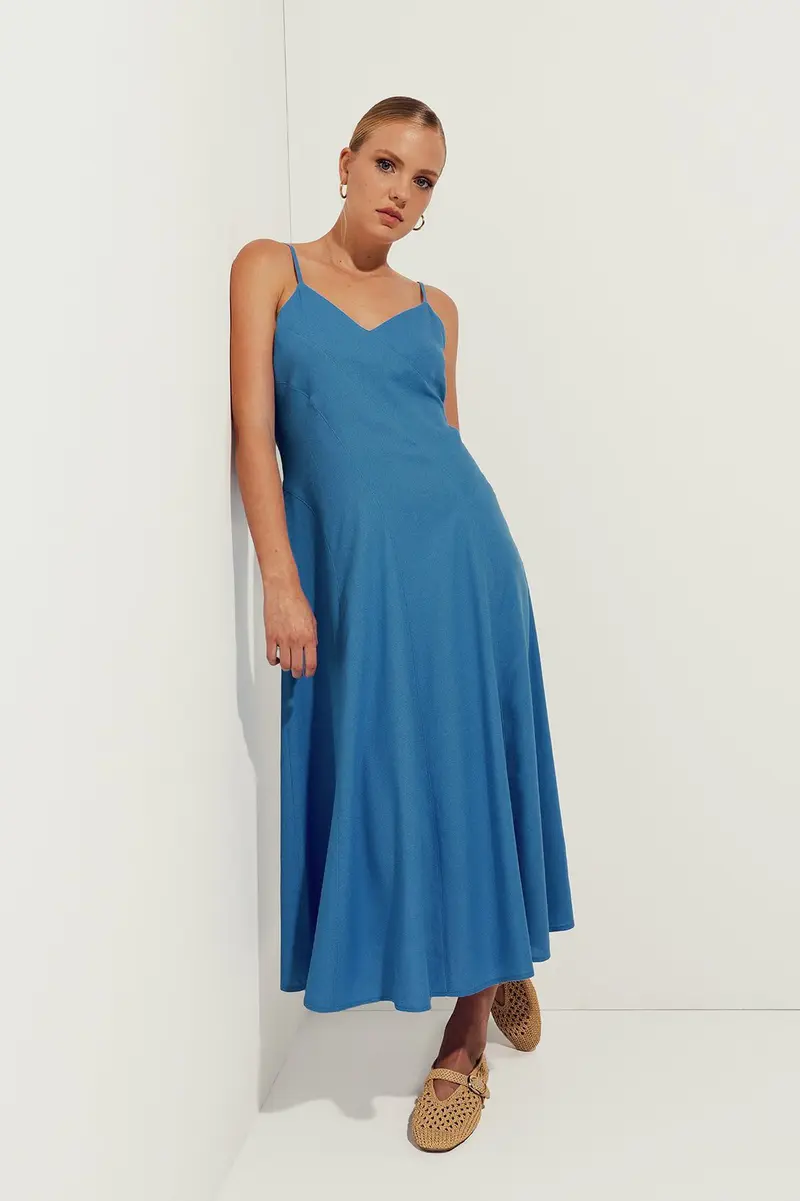 Vestido evasê · Senhora · Azul