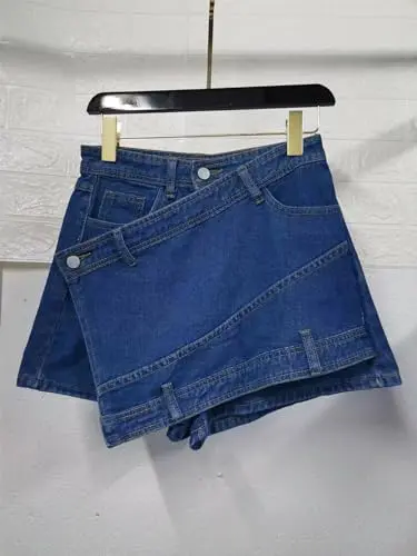 Skort Jeans Feminino Cintura Alta Estilo Coreano