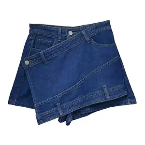 Skort Jeans Feminino Cintura Alta Estilo Coreano