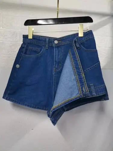 Skort Jeans Feminino Cintura Alta Estilo Coreano