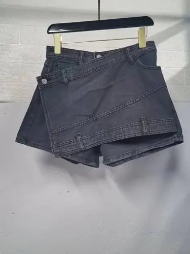 Skort Jeans Feminino Cintura Alta Estilo Coreano