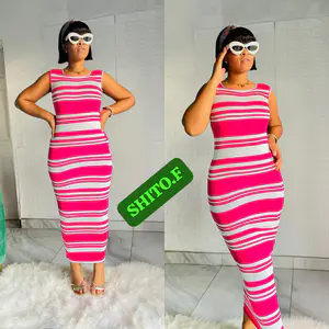 Vestido Listrado Glam Elegance – Tecido Premium