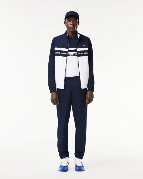 Conjunto Esportivo Masculino Preto Lacoste – Jaqueta e Calça em Tafetá Reciclado