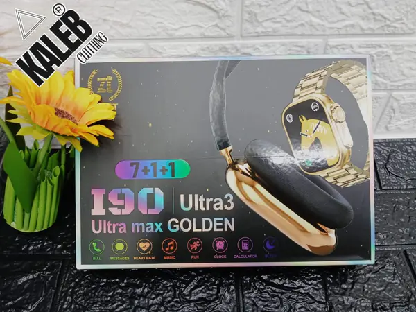 190 Ultra3 Mix Golden Combo Smart Watch Bluetooth Calling HD Touch Screen Full Accessory Unisex Good Quality 