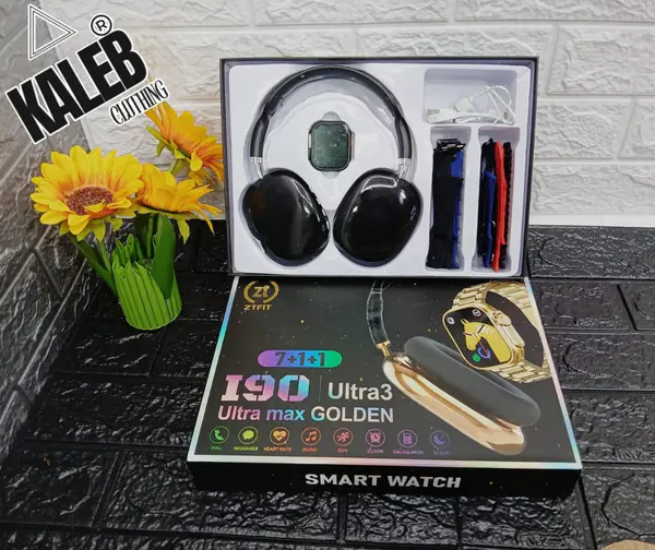 190 Ultra3 Mix Golden Combo Smart Watch Bluetooth Calling HD Touch Screen Full Accessory Unisex Good Quality 