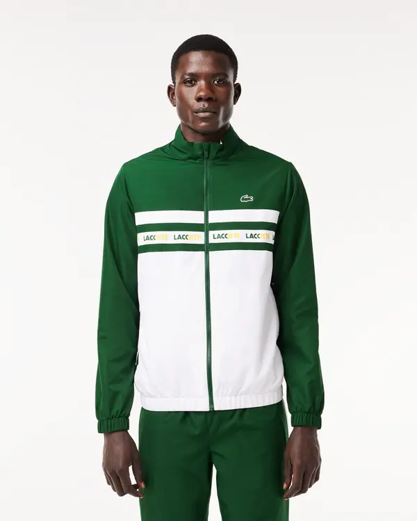 Conjunto Esportivo Masculino Verde Lacoste – Jaqueta e Calça em Tafetá Reciclado