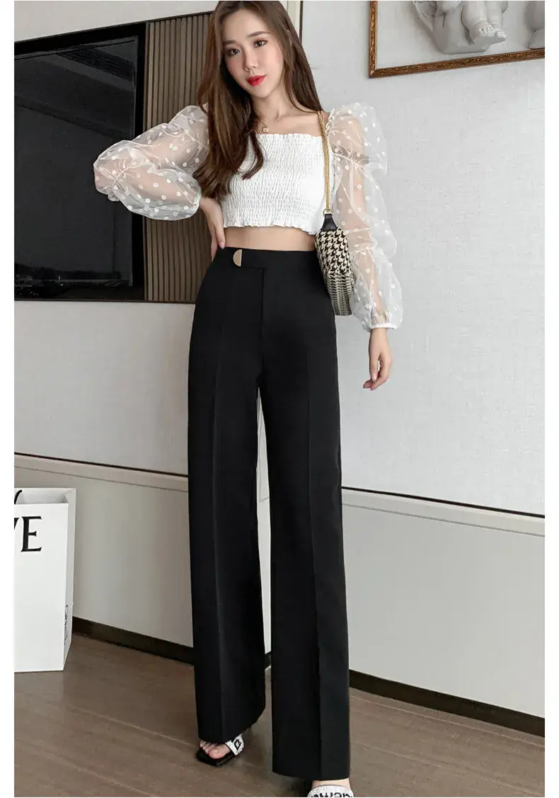 Pantalona Feminina Chiffon Elegance – Cintura Alta & Caimento Leve