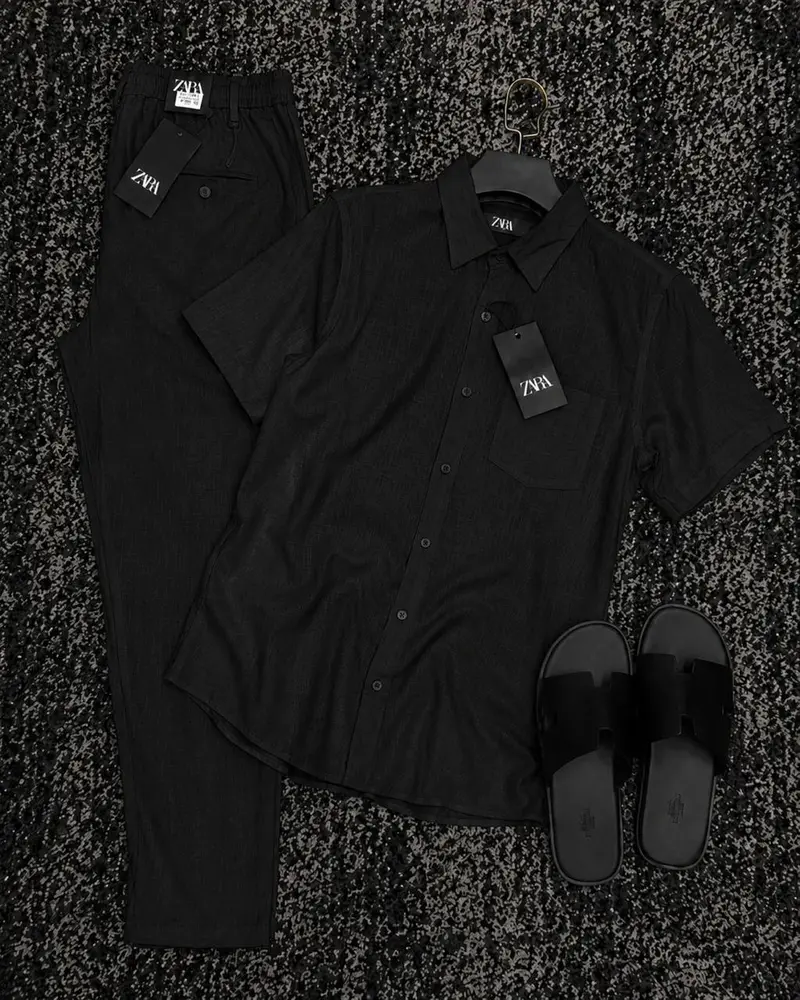 Conjunto Linho Masculino Zara — Camisa Manga Curta + Calça