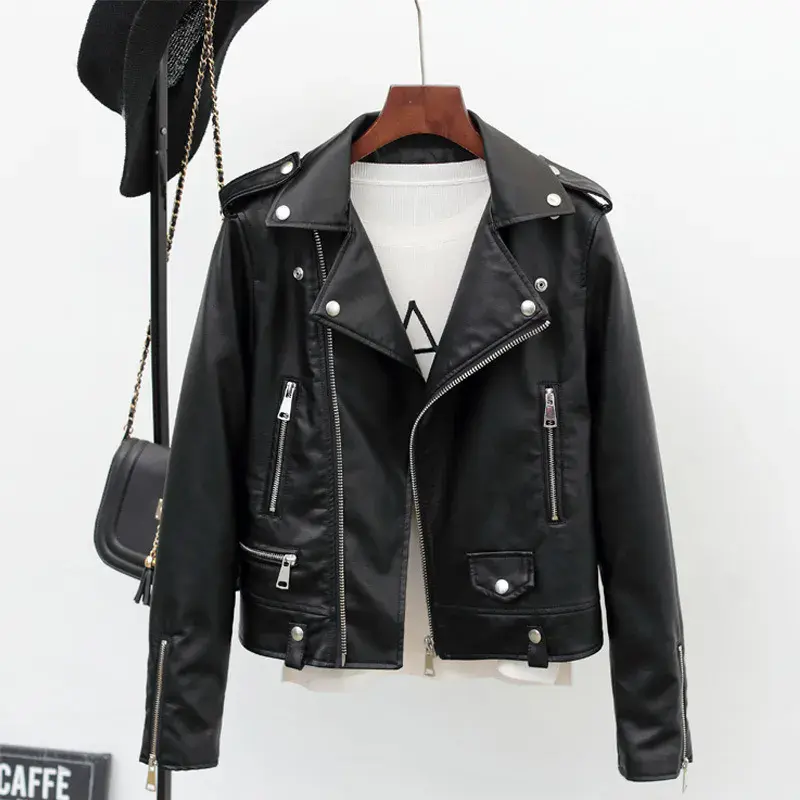 Jaqueta Feminina Punk Street Couro Outono/Inverno