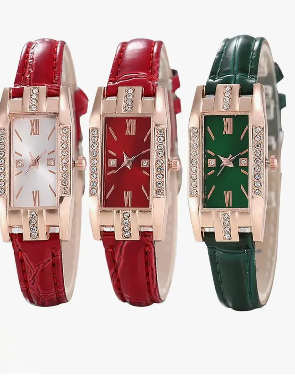 Relógios Elegantes com Pulseira de Couro (Pacote com 3 Unidades)  