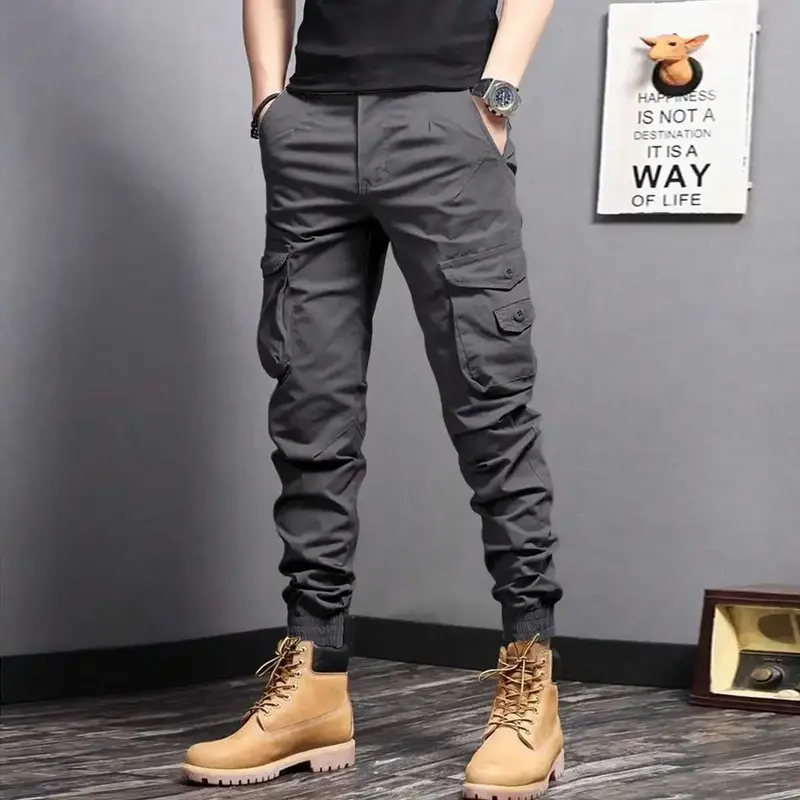 Calça Masculina de Trabalho ao Ar Livre Verão Elástica em Algodão com Bolsos