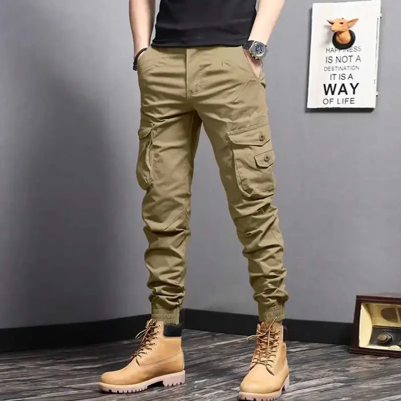 Calça Masculina de Trabalho ao Ar Livre Verão Elástica em Algodão com Bolsos