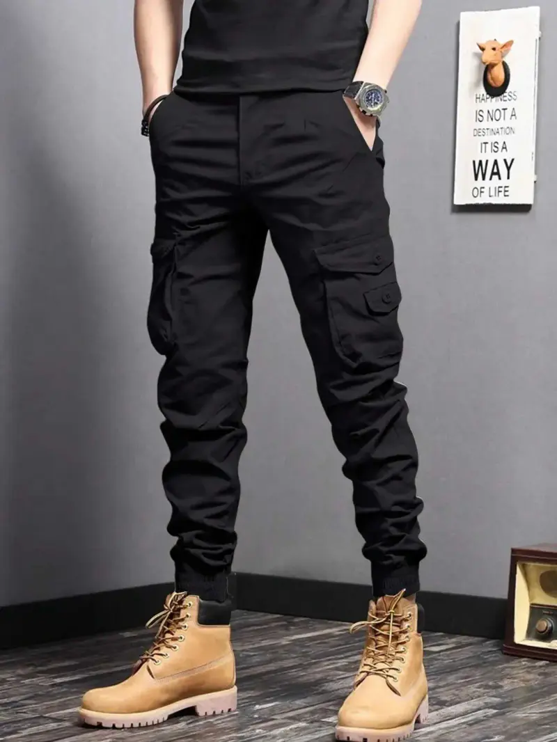 Calça Masculina de Trabalho ao Ar Livre Verão Elástica em Algodão com Bolsos