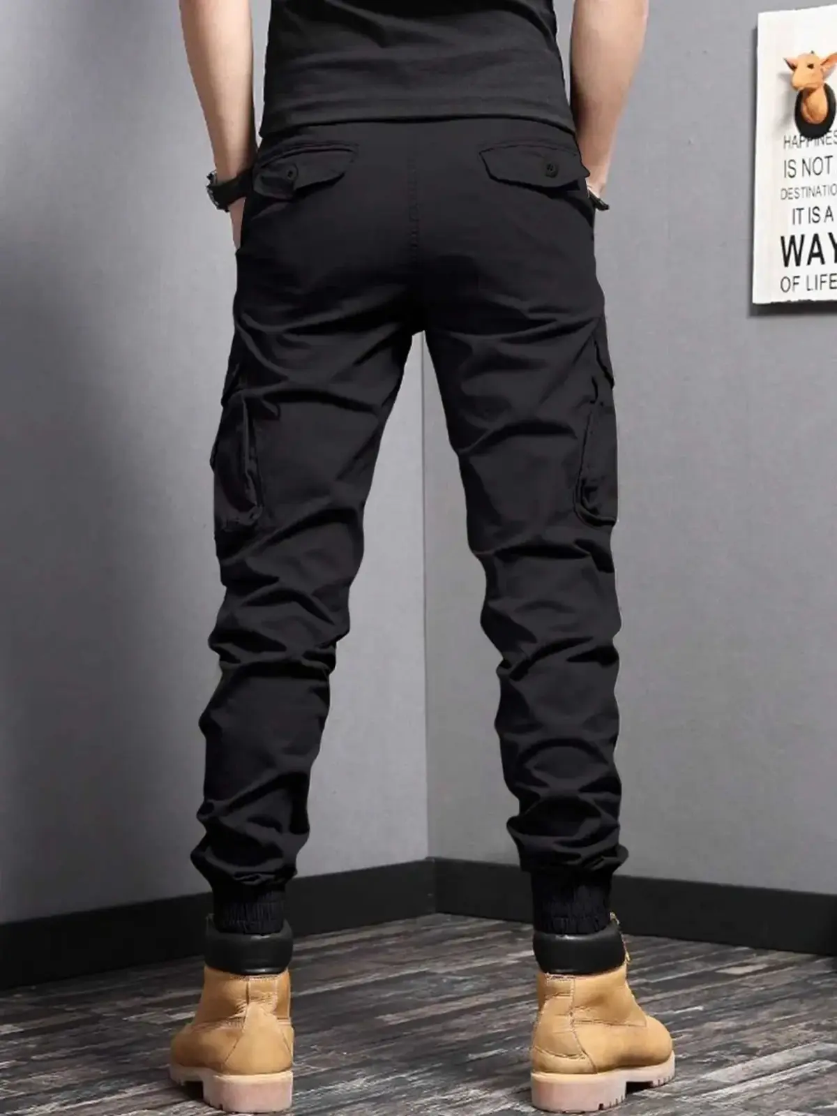 Calça Masculina de Trabalho ao Ar Livre Verão Elástica em Algodão com Bolsos