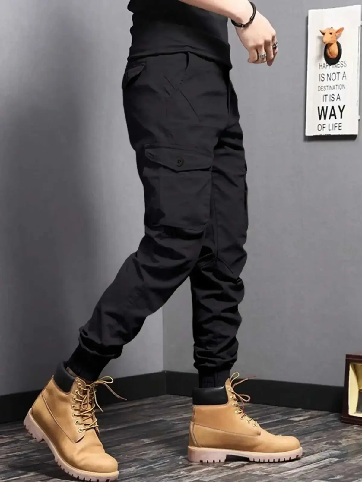 Calça Masculina de Trabalho ao Ar Livre Verão Elástica em Algodão com Bolsos